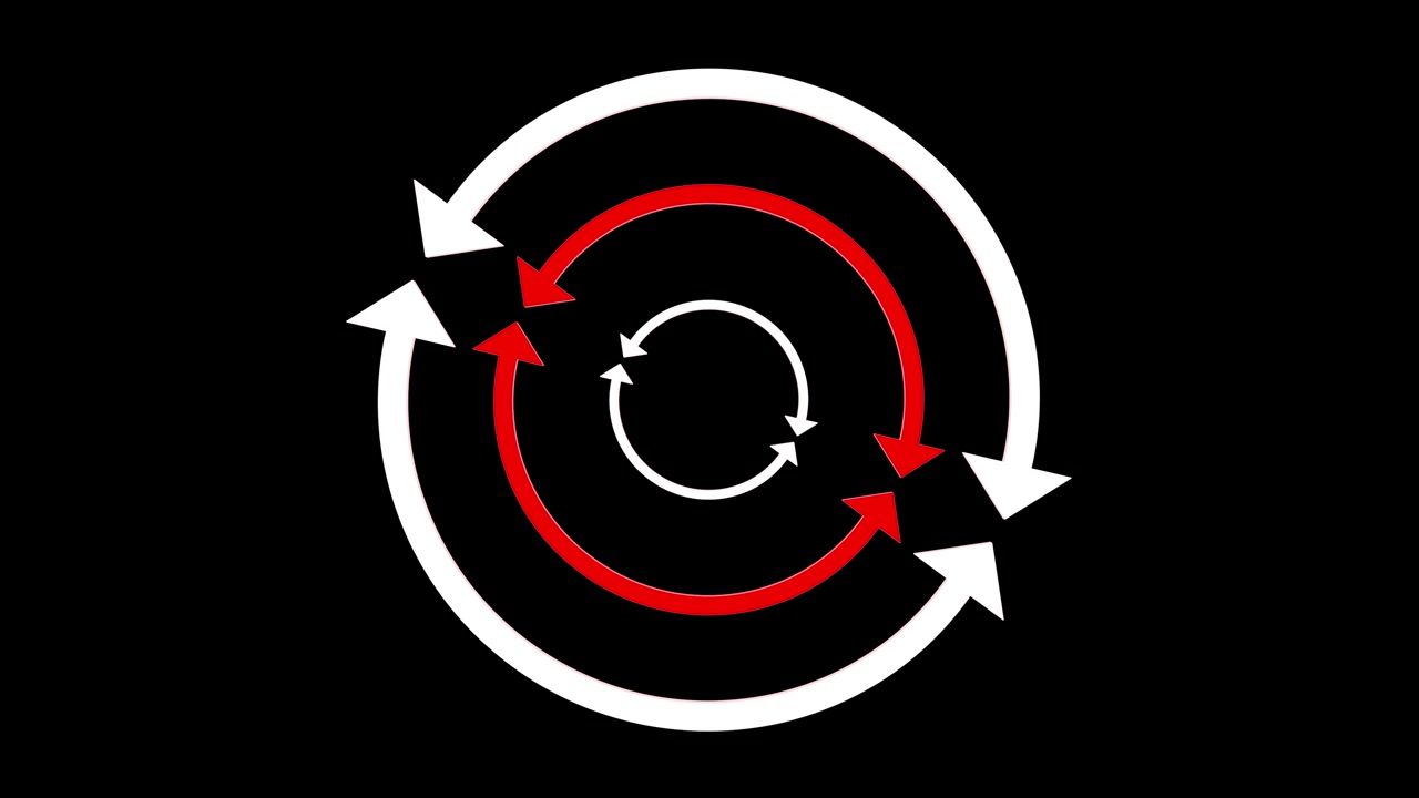 A circular arrow loop on a transparent background