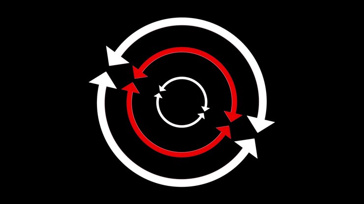 A circular arrow loop on a transparent background
