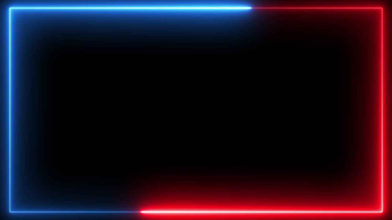 Bright neon frame with moving red and blue lights
