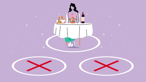 biosafety protocols in restaurant with woman eating