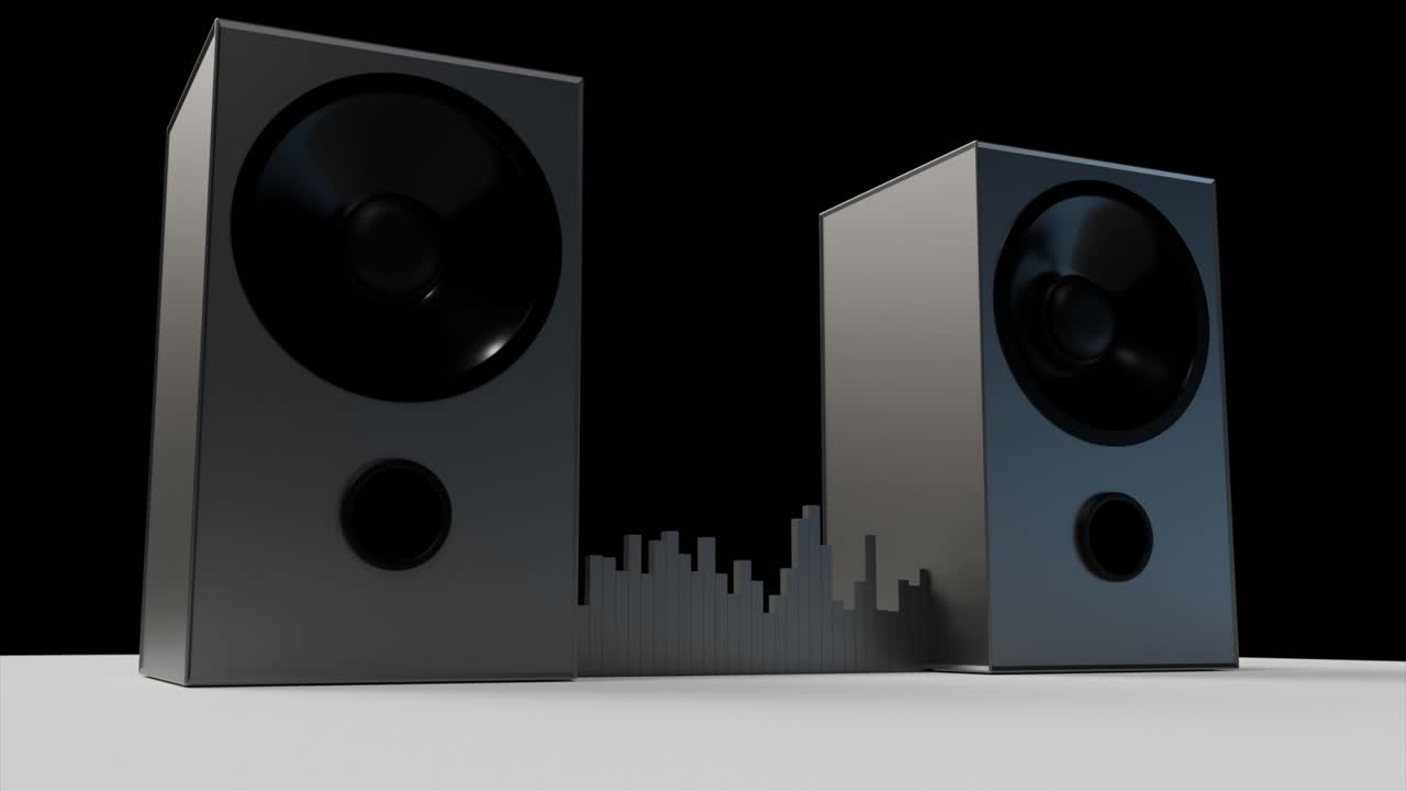 Black Stereo Speakers with Sound Wave Bars