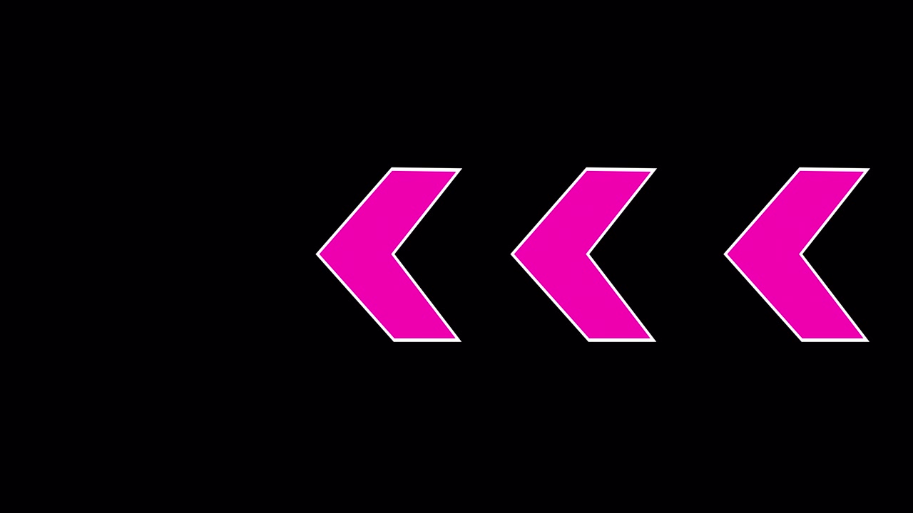 Animated Pink Chevron Arrows Moving Left on Black Background