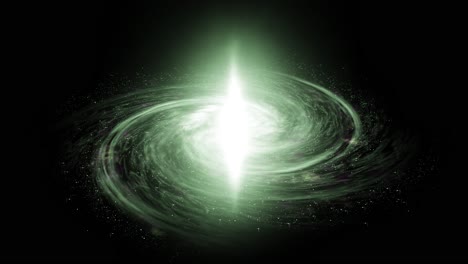 Eine-Zoomaufnahme-Einer-Grünen-Galaxie-Mitten-Im-All,-Voller-Sterne-Und-Nebel