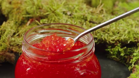 red caviar in a jar