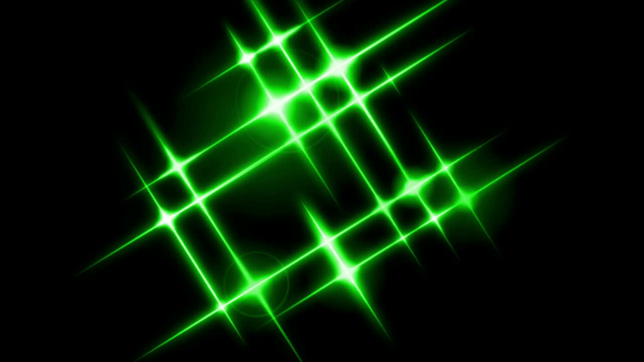 animazione luce verde scintilla su sfondo nero.