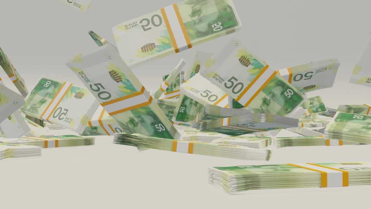 많은 어리가 테이블 위에 떨어졌고, 50이스라엘 셰의 지폐가 쌓여 있었다.