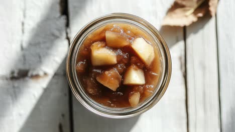 mantequilla de manzana casera en un frasco de vidrio