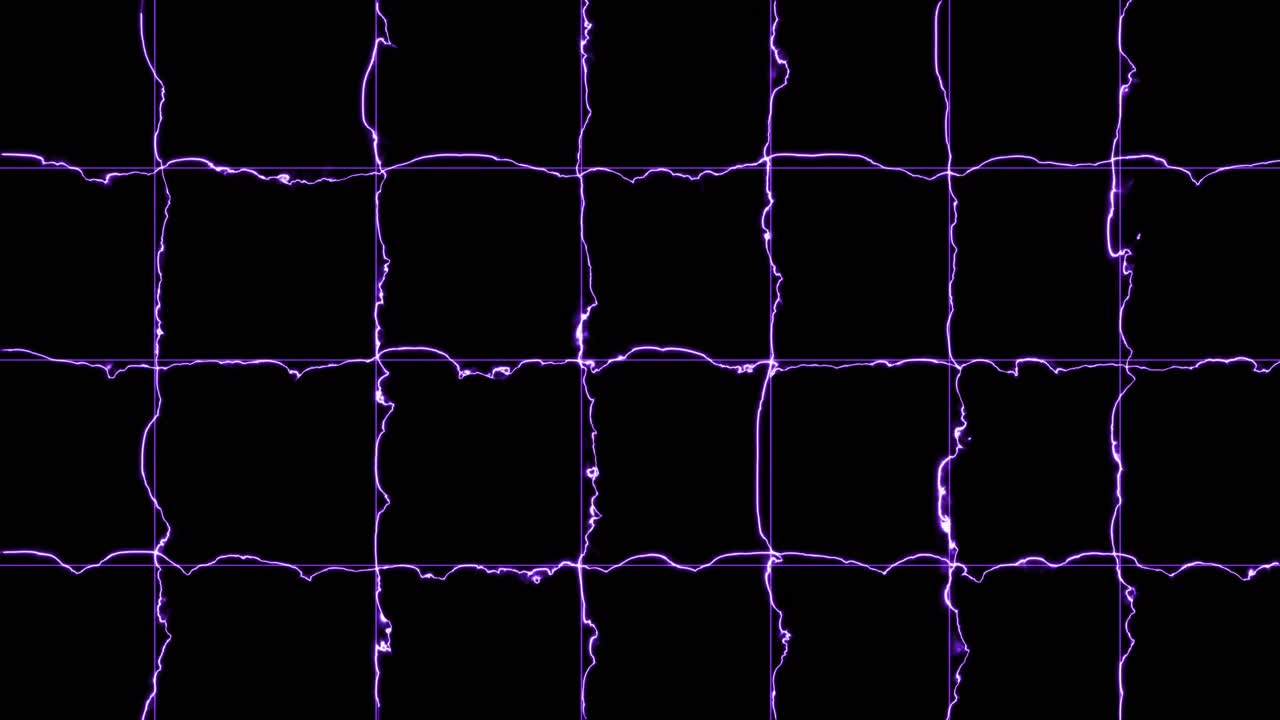 A grid of crackling purple electricity lines on a black background. For technology, security, or abstract futuristic concepts