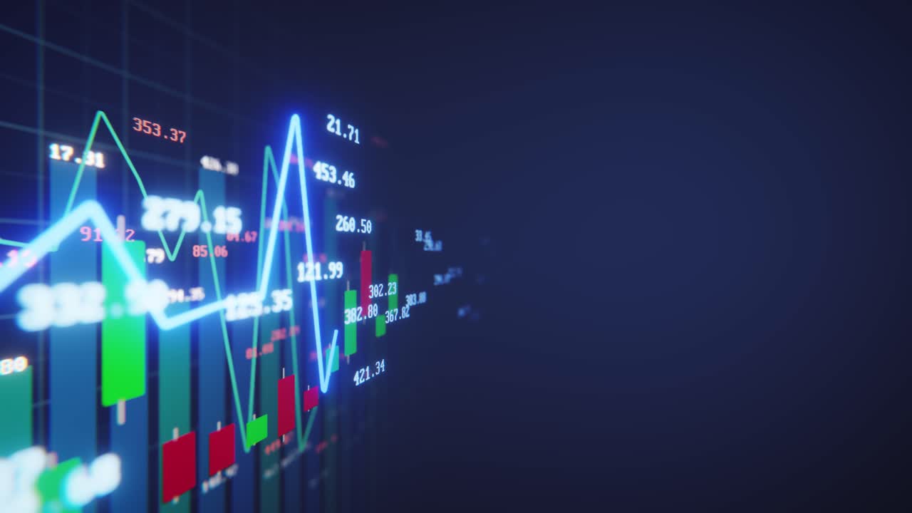 Grafico a candele dinamico del mercato azionario con dati fluttuanti