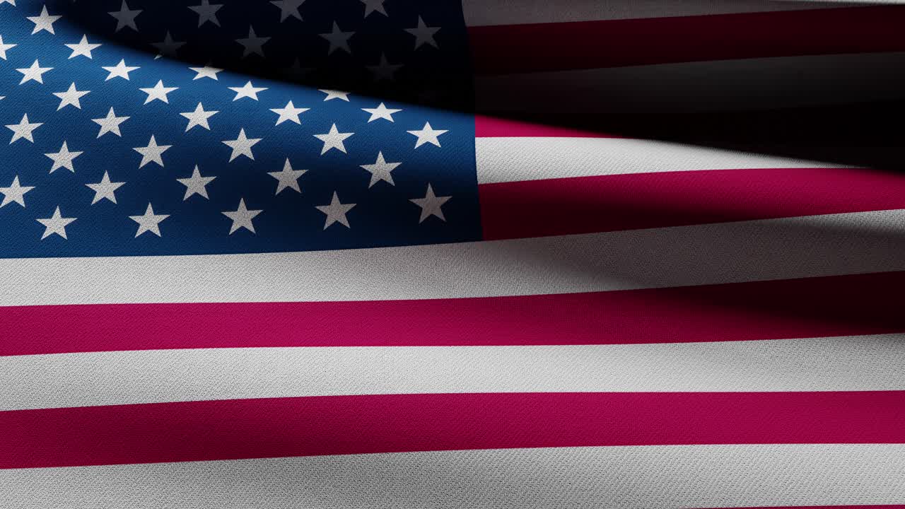 Slow motion animation of the US flag blowing in the wind