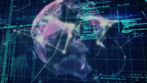 animation of globe network of connections over data processing