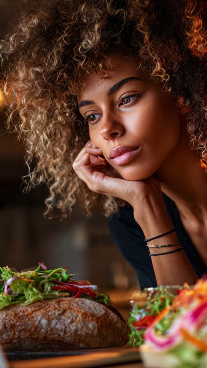 Cativado por iguarias culinárias: um momento pensativo refletindo sobre deliciosos pratos gourmet preparados com ingredientes frescos e apresentação cuidadosa