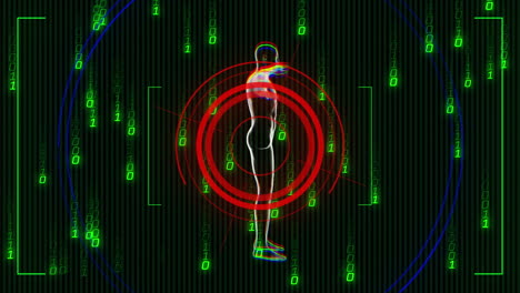 animación del procesamiento de datos sobre un fondo negro