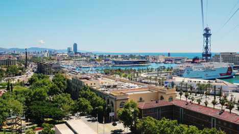 view from above of barcelona's bustling port