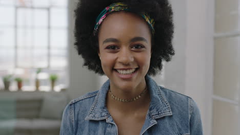 beautiful young african american woman portrait of cute trendy black girl smiling cheerful enjoying positive lifestyle