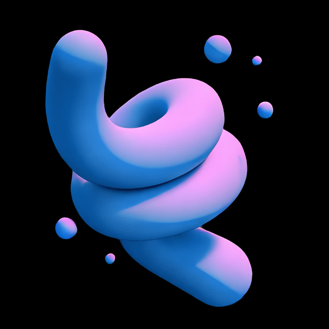 Abstract 3D shape with gradients animation isolated asset, transparent 4K video, alpha channel