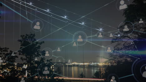 network of connections moving