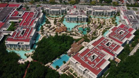 drone shot of the encompassing property of paradisus playa del carmen in mexico