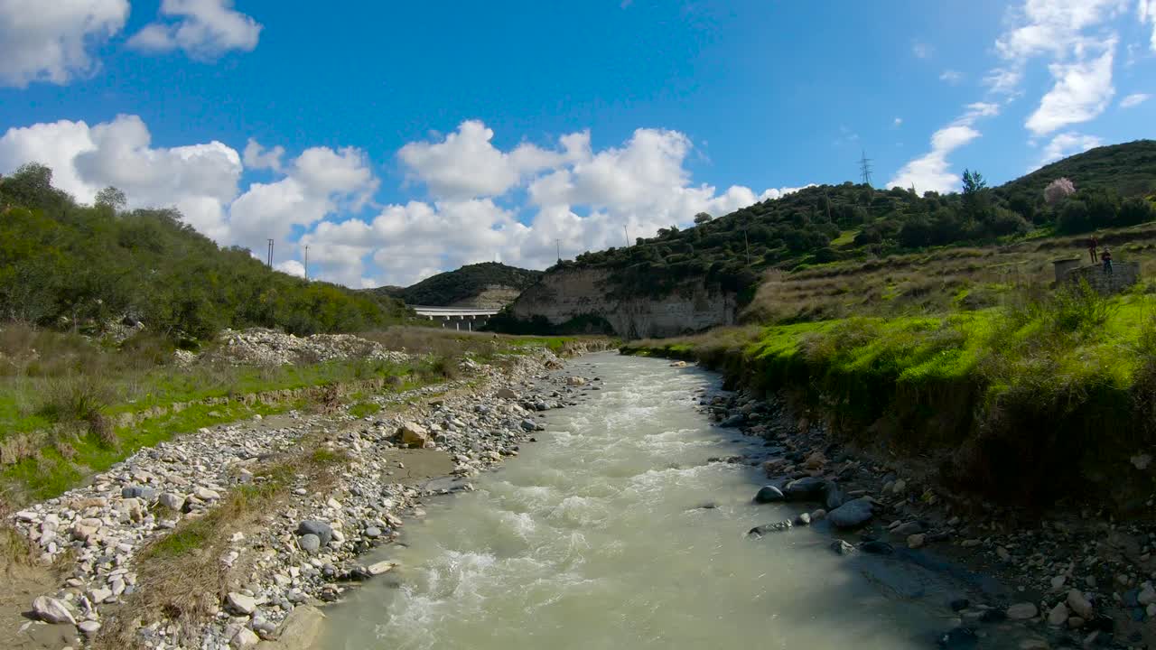 Flying over the river