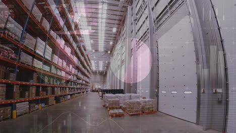 animación del procesamiento de datos en un almacén vacío