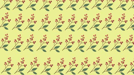 Animation-of-red-flowers-on-yellow-background