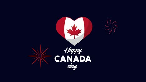 happy canada day lettering with flag in heart