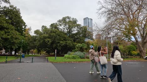 tourists exploring melbourne museum park area