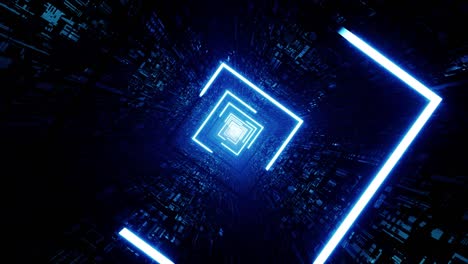 glow blue light stroke square sci fi tunnel rotation vj loop