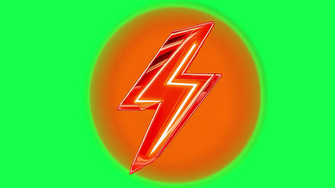 Orange neon lightning animated overlay, transparent 4K video, alpha channel, ProRes 4444