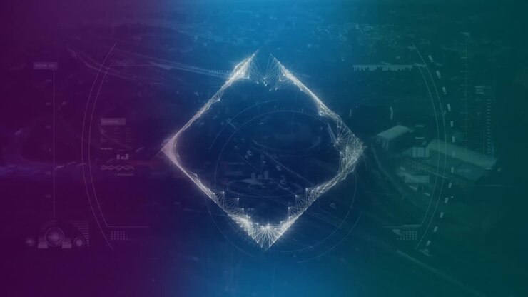 Luminous square appears and disappears on dark background