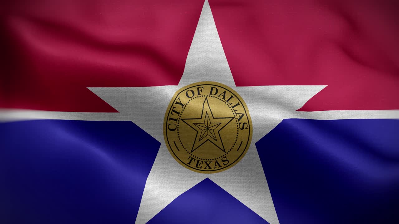 las banderas de dallas, texas, estados unidos, el fondo de bucle 4k.