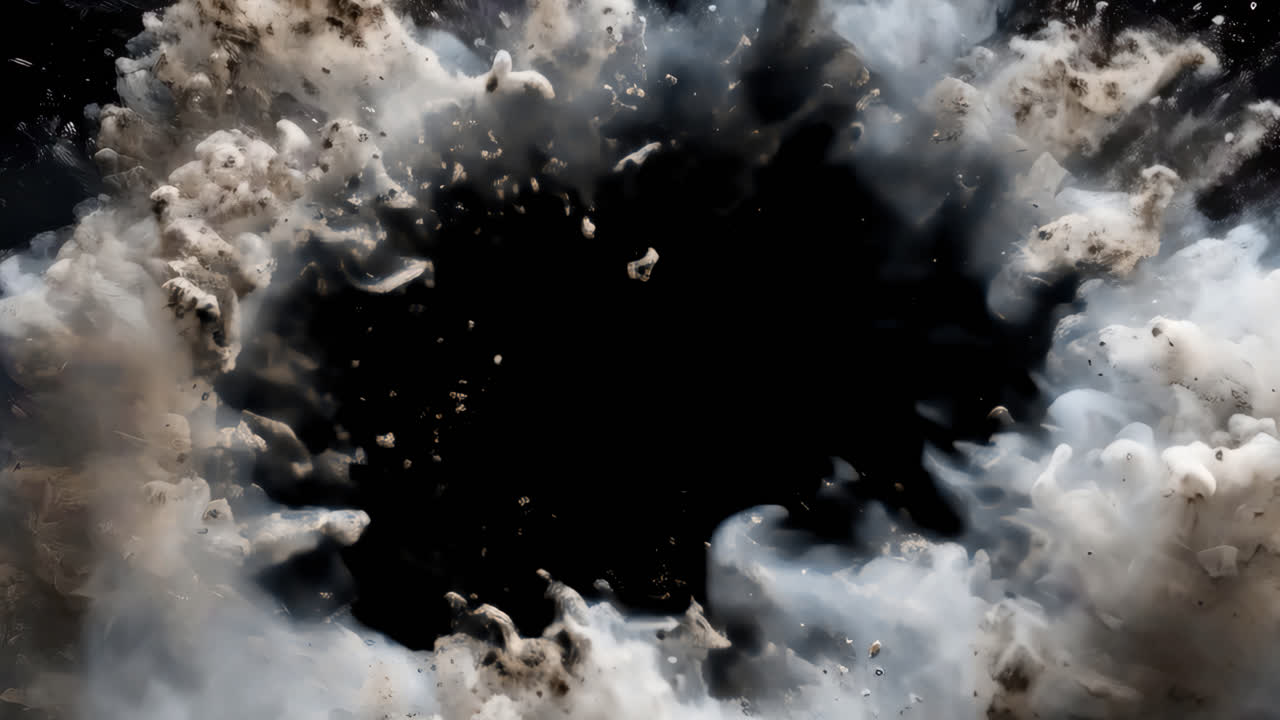 Explosive abstract smoke animated overlay, transparent 4K video, alpha channel, ProRes 4444