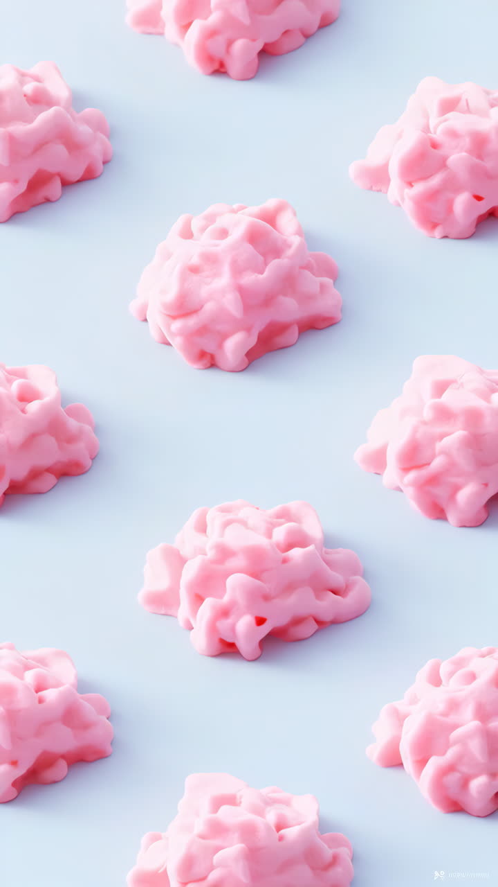 Abstract Pink Blobs on Light Blue Background