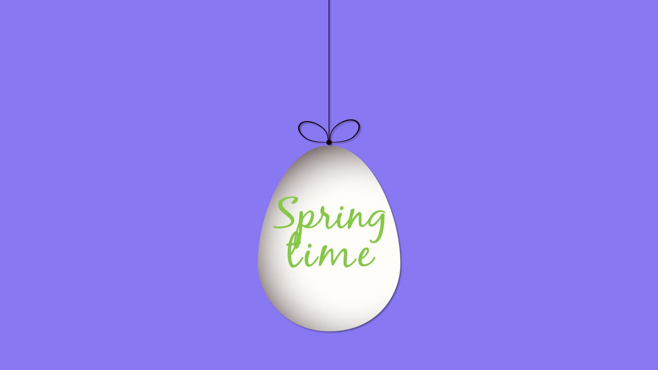 Spring Time with easter egg on purple gradient