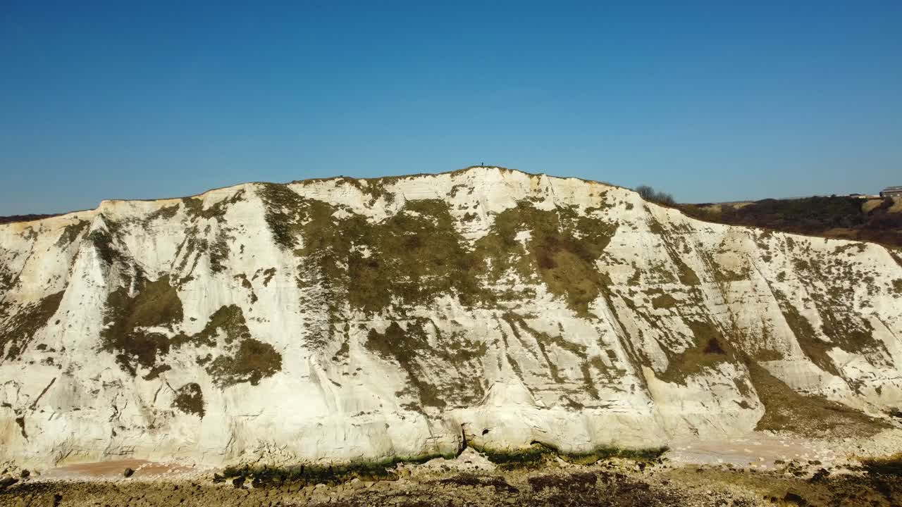 Aerial view of a chalk cliff coast