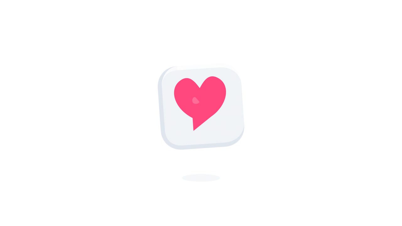Animated Heart Icon Floating on White Background