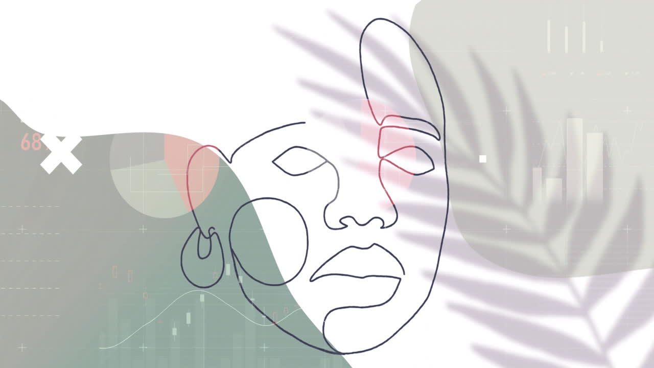 animación del dibujo y el patrón de la cara sobre fondo blanco