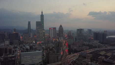 taiwan sunset sky taipei center cityscape aerial panorama 4k