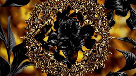 abstract gold and black ornate floral pattern