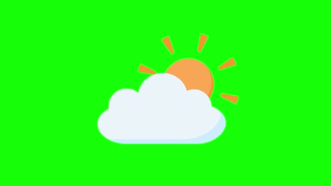 simple and cute sunny cloudy animation green background