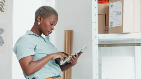 logistics worker with digital barcode scanner