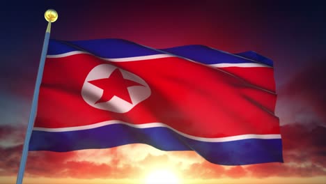 4k bandera muy detallada de corea del norte en bucle