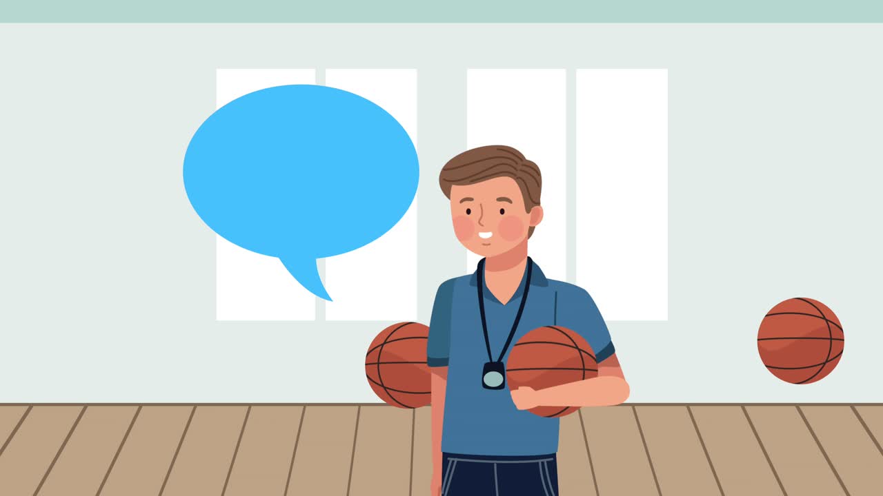 animación de personajes deportivos de entrenadores masculinos