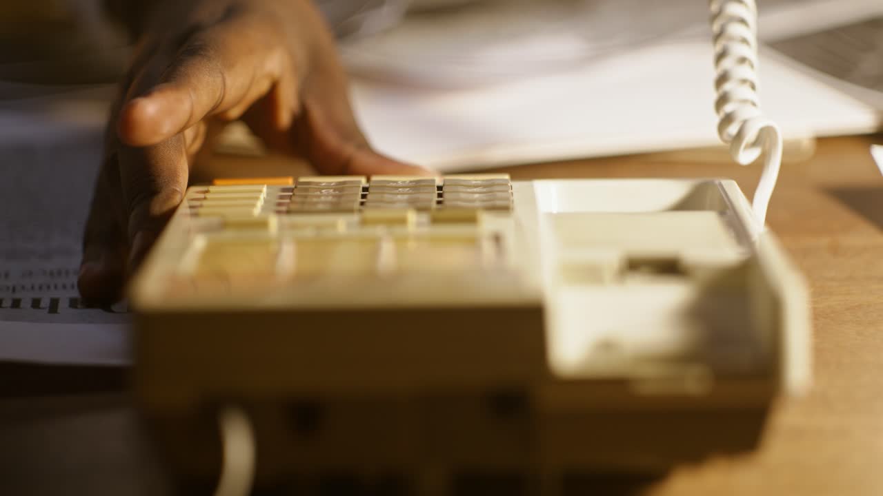 Person using a vintage rotary phone