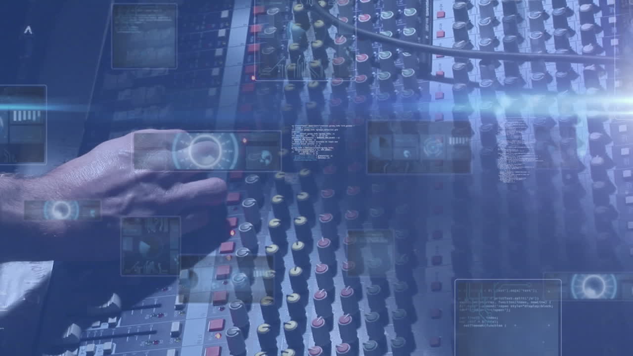 animación de pantallas con procesamiento de datos sobre el hombre utilizando un ecualizador de sonido