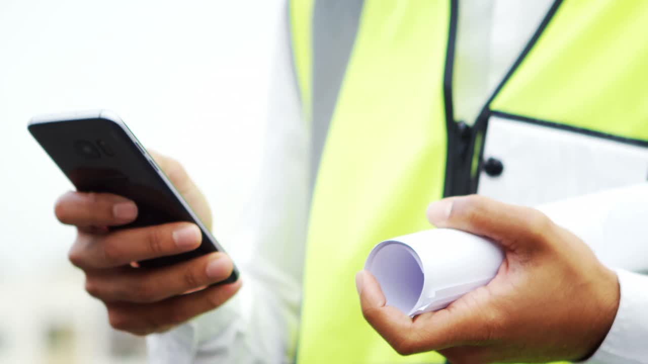 arquitecto masculino usando teléfono móvil 4k