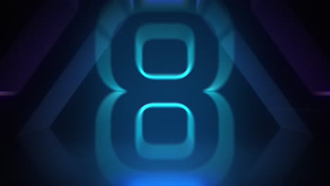 Blau-lila-Dreieck-Neon-Countdown-10-Sekunden-Schöner-Umriss-Retro-Glühlichtkasten-Farbe-Dynamischer-Fliegender-Animationskonzepthintergrund-Mit-Reflexion