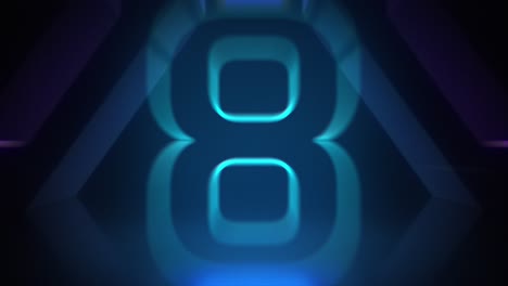 blue purple triangle neon countdown 10 seconds beautiful outline retro glow light box color dynamic flying animation concept background with reflection