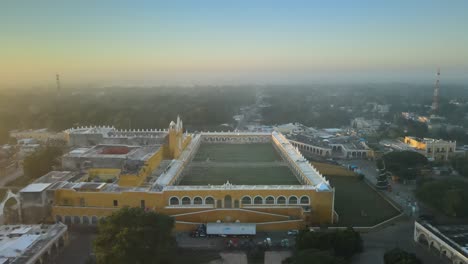 church of izamal seen from the sky