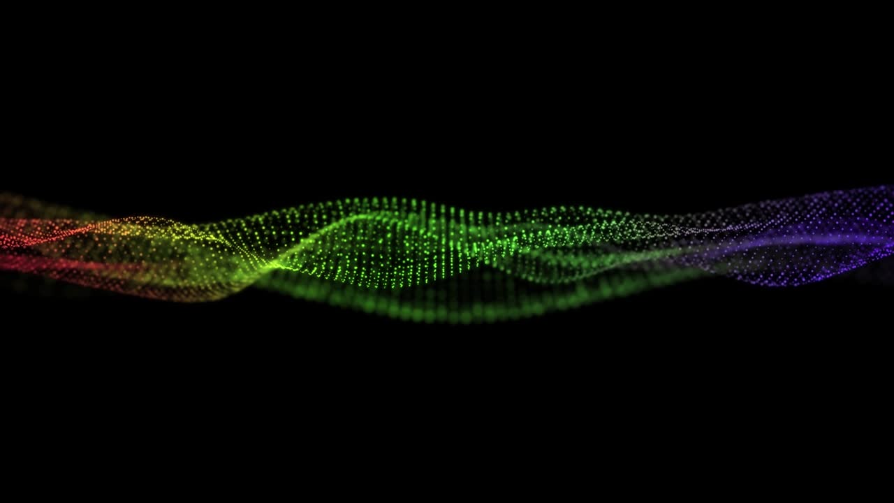 Particle waves 4K - 4k clip of Abstract blue wave particle over dark background, digital technology and innovation concept - Abstract blue wave pattern background - Abstract Moving Particle Wave in Dark Background - Motion Abstract background